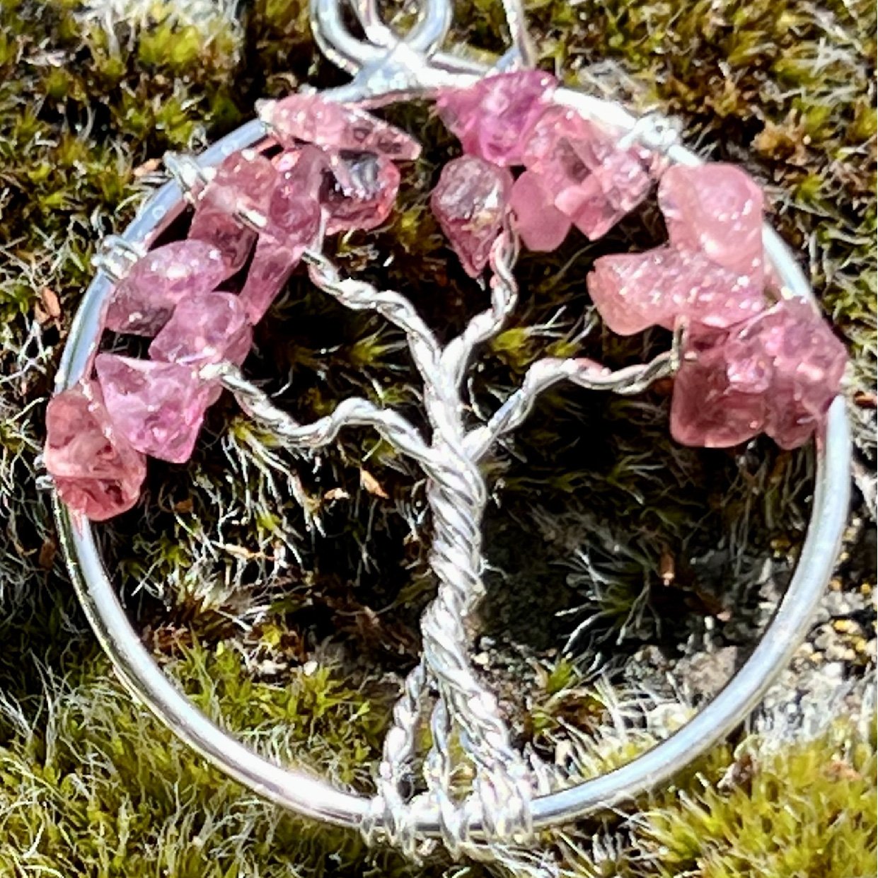 Tanzanite or Ruby Silver Wire Tree of Life Pendant