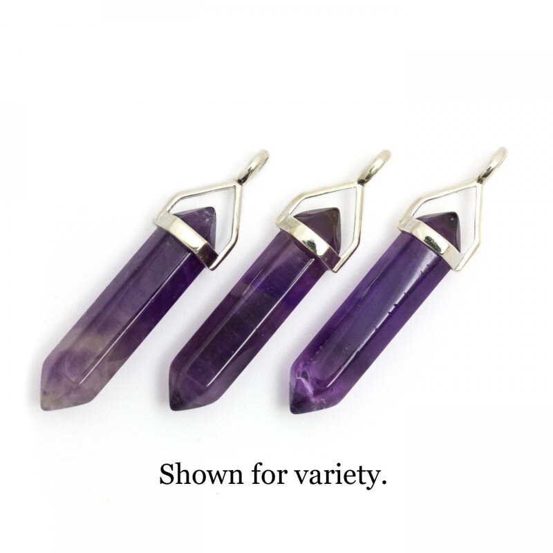 Amethyst Crystal DT Point Pendant 925 silver
