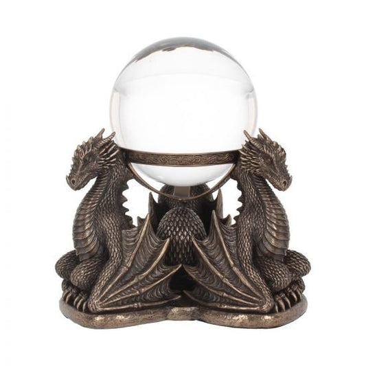 Bronze Dragons Prophecy Mythical Crystal Ball Holder