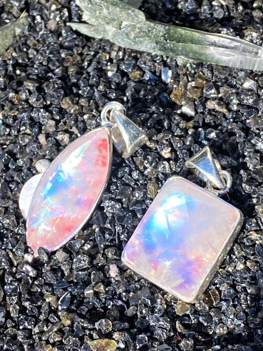 Pink Moonstone Pendants with 925 silver