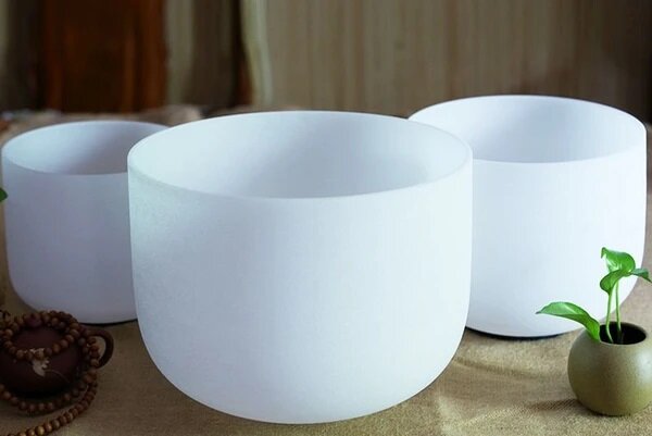 Frosted Quartz crystal singing bowls